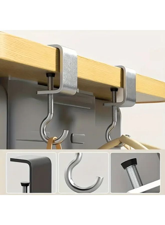 4pcs Heavy Duty Steel Desk Hook System 360 Rotating No Drill Wall Mount Holds 22 Lbs - Image 2