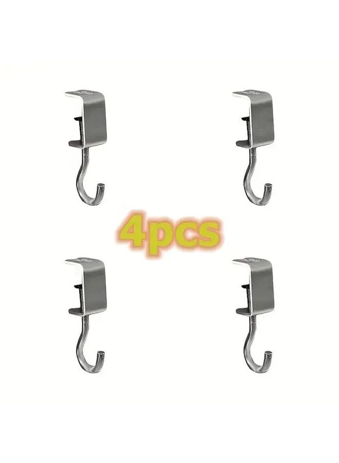 4pcs Heavy Duty Steel Desk Hook System 360 Rotating No Drill Wall Mount Holds 22 Lbs - Image 1