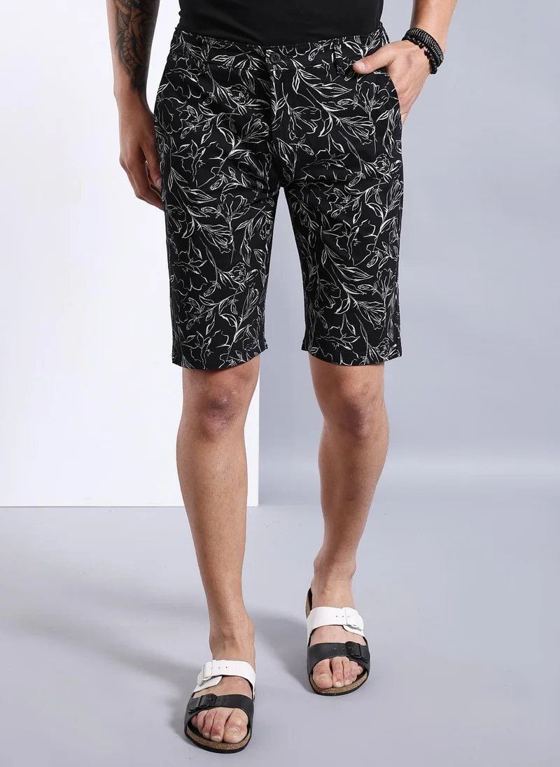 Men Slim Fit Heritage Print Mid-Rise Shorts