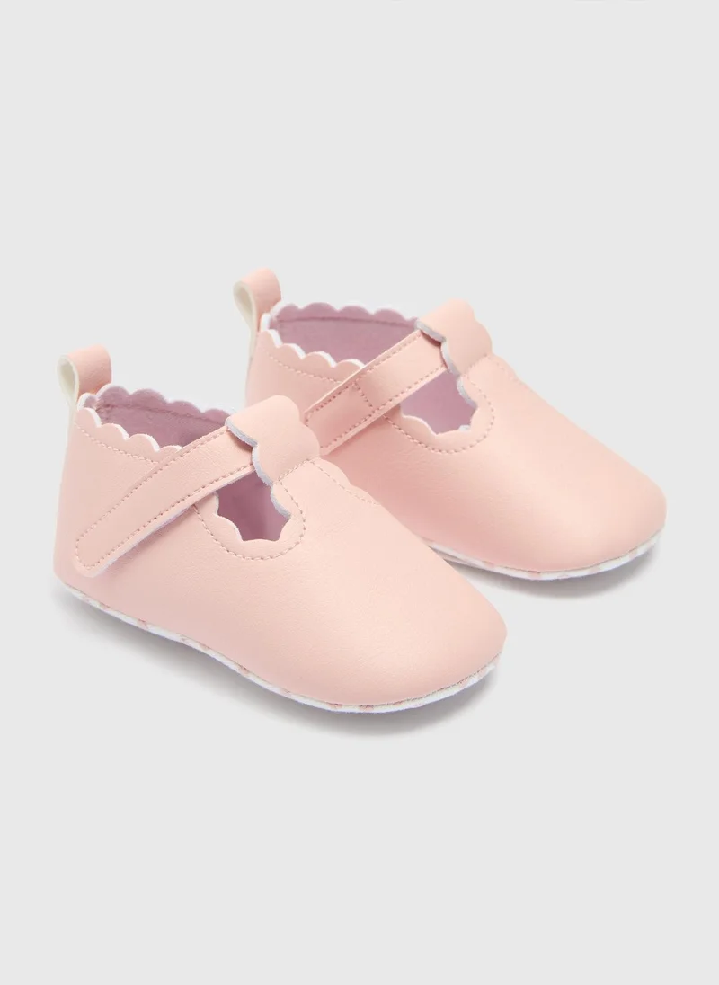 Matalan Girls Pink Scallop Edge Shoes