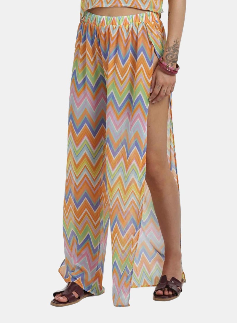 Carina Chevron Print Sheer Beach Pants - Image 1