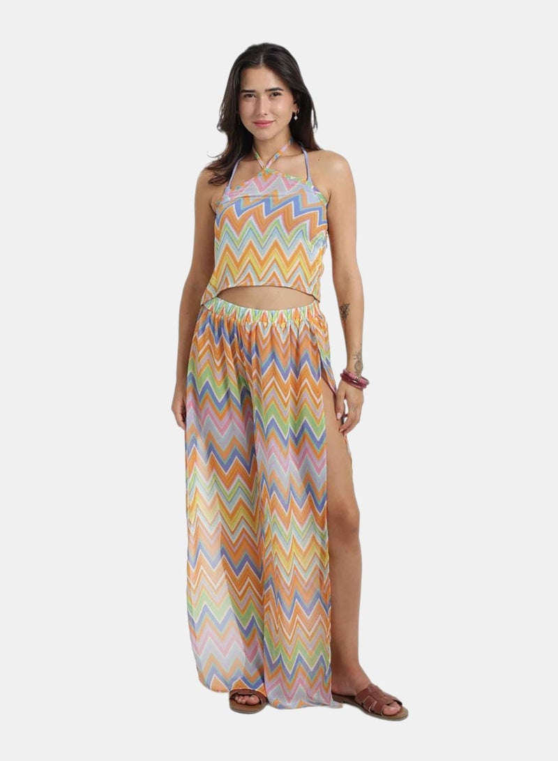 Carina Chevron Print Sheer Beach Pants - Image 5