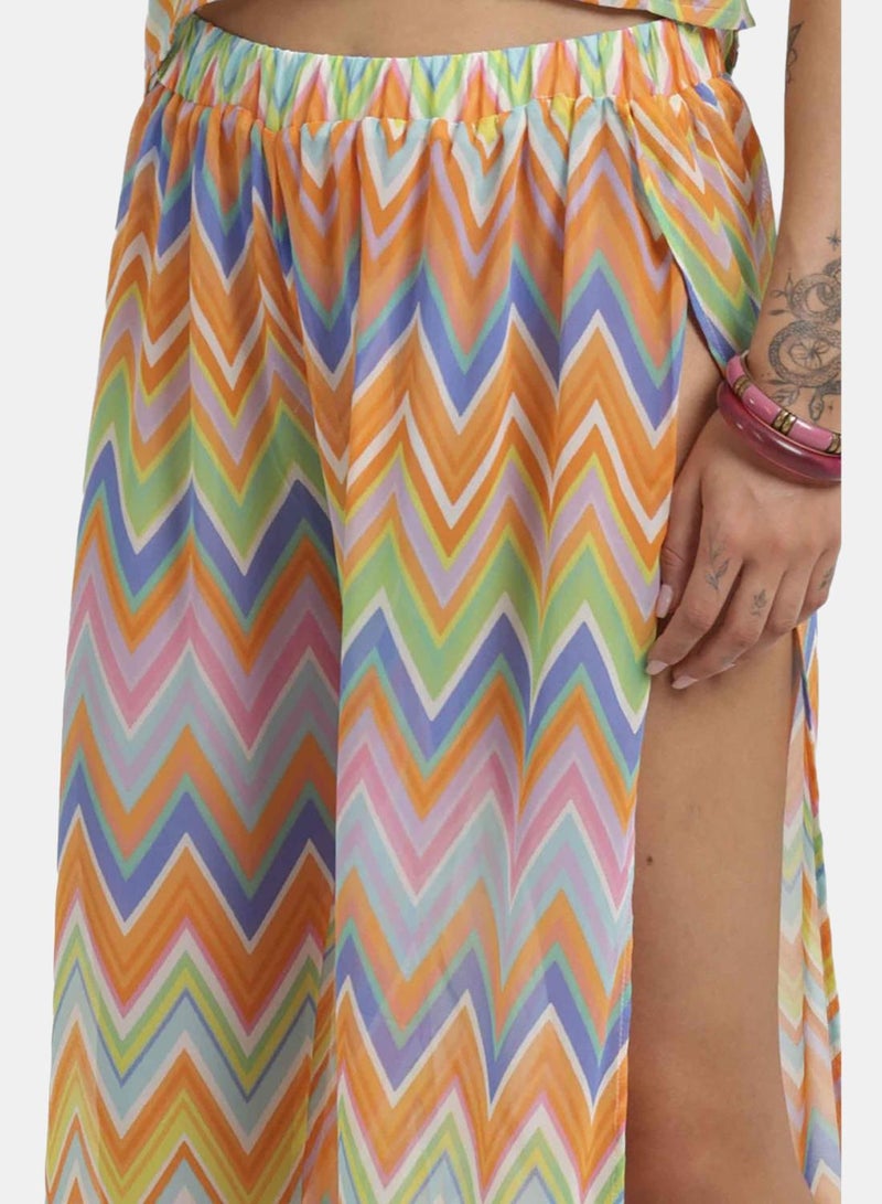 Carina Chevron Print Sheer Beach Pants - Image 4