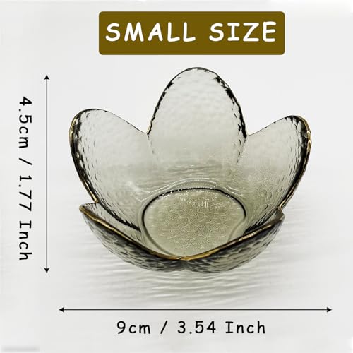 BESSKON Flower Ring Dish Jewelry Tray, Glass Jewelry Dish Tray, Cute Room Decor Small Trinket Dish, Nightstand Jewlery Ring Holder, Bathroom Jewlery Plate Bowl for Earring Gift for Women (Smoky Black) - Image 2