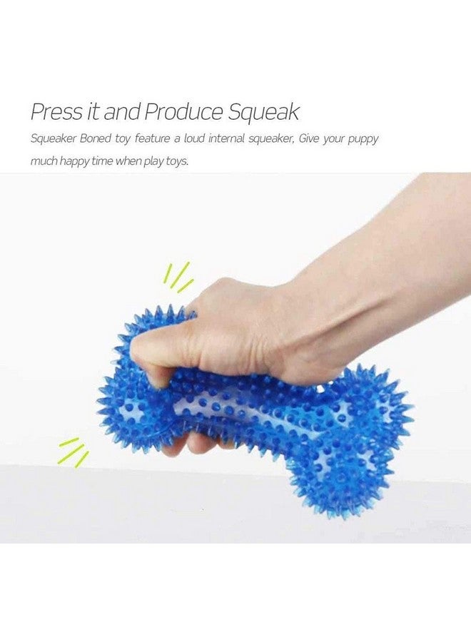 بت عظمة مضغ متينة وشائكة وتصدر صريرًا مع لعبة الرجبي - لعبة مطاطية ناعمة غير سامة من مادة TPR الطبيعية للجراء الصغيرة (أزرق) - Image 2