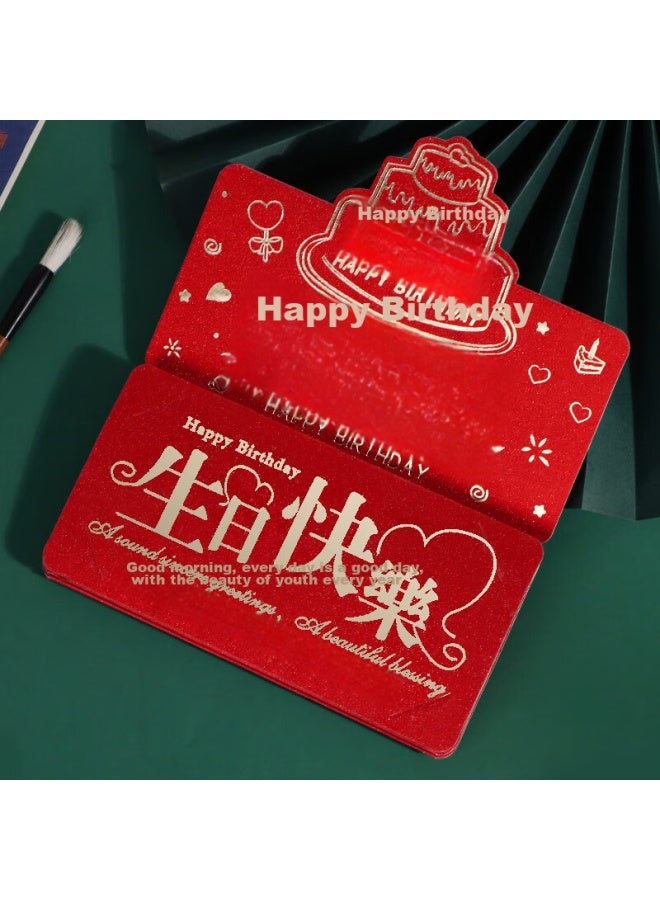 Tatanice Foldable Red Envelope With 6 Card Slots, 3d Birthday Red Envelope For Ceremonial Feel, Creative Birthday Red Envelope With Envelope For Greeting Cards - Image 3