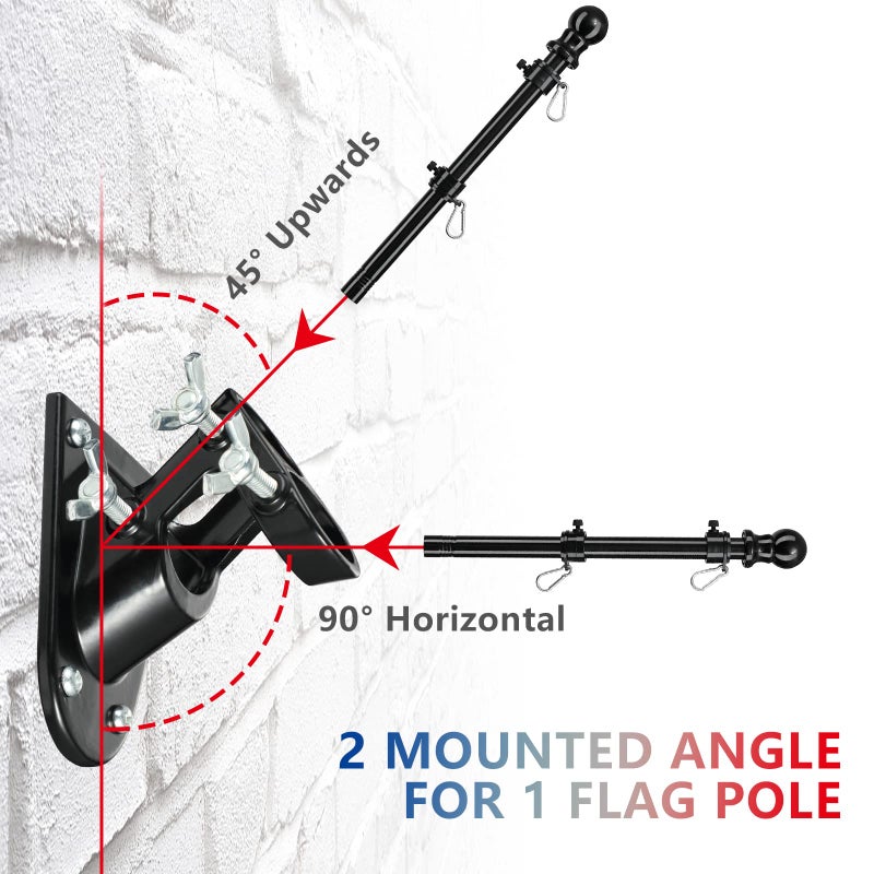 Barcetine American Flag Poles for Outside House - 5ft Tangle Free Flag Pole for House with Holder Bracket,Residential Flagpole Kit for Outdoor Porch Garage - Black - Image 5