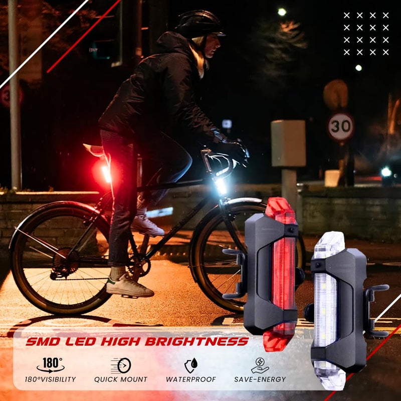 PRO365 DC918 Bicycle Lights Combo Pack/Rechargeable/Multiple Light Modes/Waterproof Head and Tail Light (6 Months Manufacturer Warranty) - Image 5