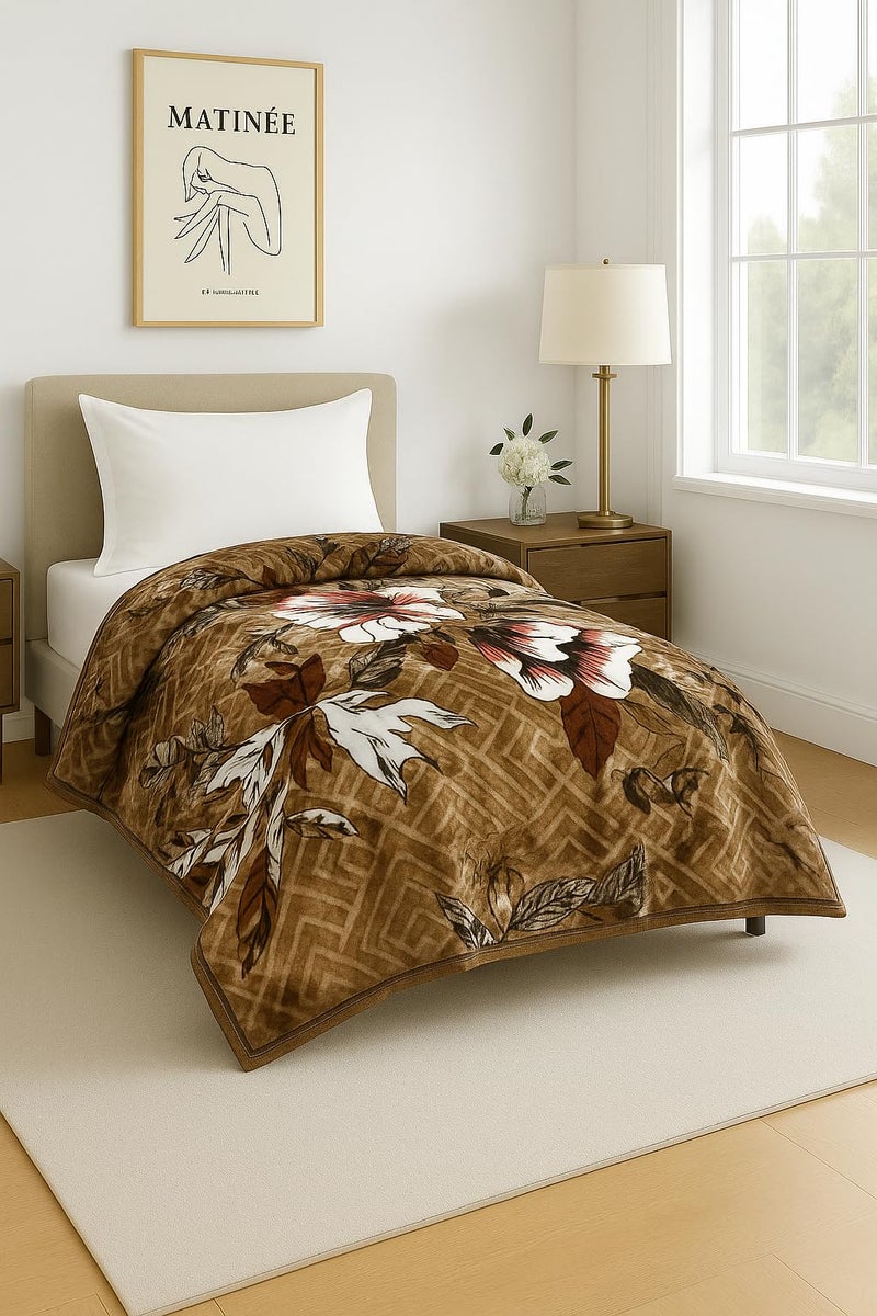 Nivasam Premium Single Bed Mink Blanket | 1.6 kg | Ultra-Soft | Plush & Warm | Modern Designer Winter Blanket for All Seasons (Desert Bloom) - Image 1