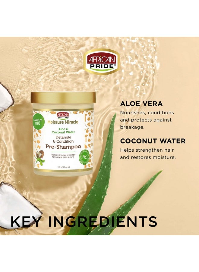 African Pride Frican Pride Moisture Miracle Aloe & Coconut Water Preshampoo Helps Minimize Hair Breakage For Natural Coils & Curls Detangles & Conditions 18 Oz.  - Image 4