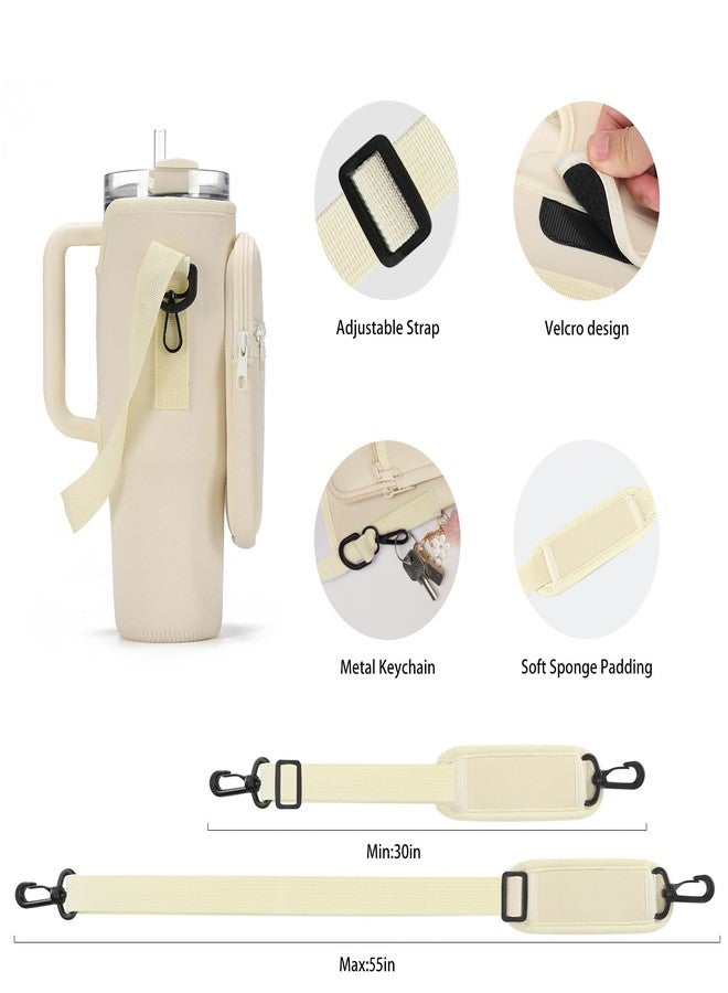 GOEWY Water Bottle Carrier Bag for Stanley 40oz Tumbler with Phone Pocket Water Bottle Holder with Strap Neoprene Water Bottle Pouch for Stanley Cup Accessories - Image 4