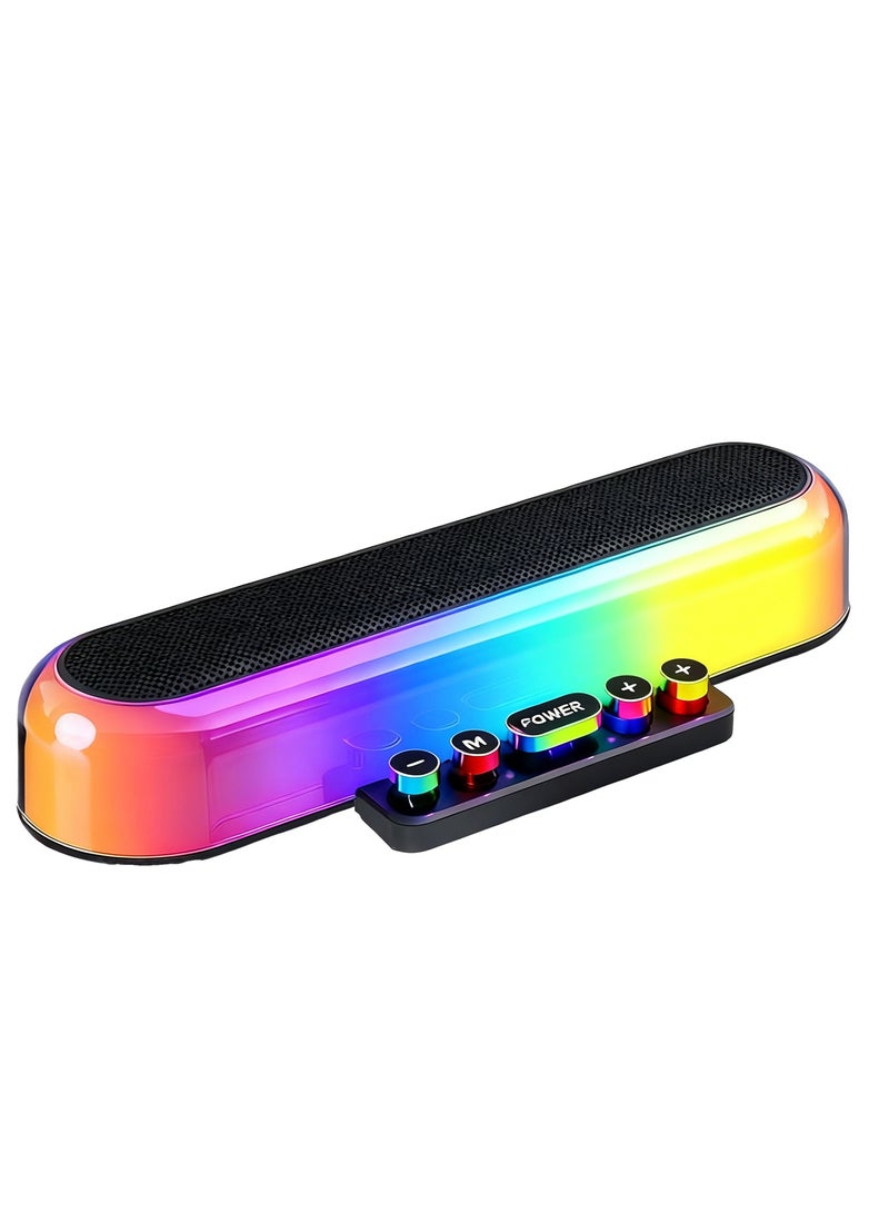 دراكلاو مكبرات صوت الكمبيوتر ومكبرات صوت الألعاب ومكبر صوت Soundbar مع إضاءة LED RGB ووصلة Aux مقاس 3.5 مم للألعاب والتلفزيون وسطح المكتب والكمبيوتر المحمول - Image 1