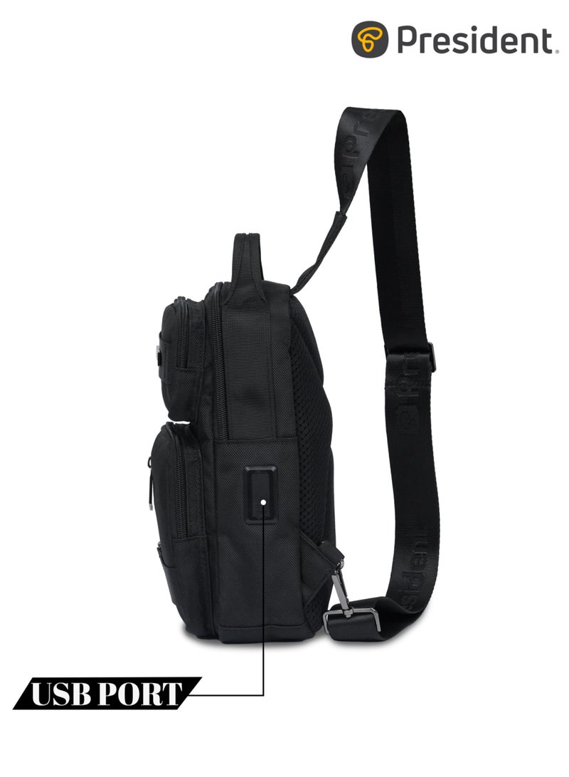 President Crossbody Bag for Men – Durable, Lightweight & Multi-Pocket Design ( Model-8416 ) BLACK - Image 3