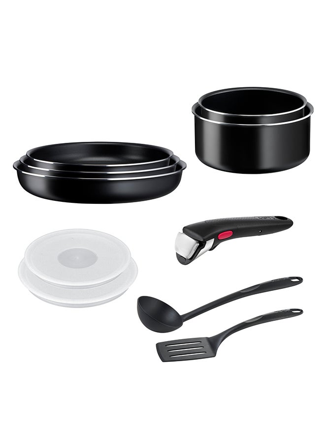 تيفال طقم ط cooking تفال إينجينيو إيزاي أون 10 قطع أواني طبخ قابلة للتكديس مع مقبض قابل للإزالة طلاء غير لاصق مؤشر حرارة قاعدة توزيع طهي صحي أدوات طبخ آمنة مصنوعة في فرنسا أسود 16/18 سم - Image 4