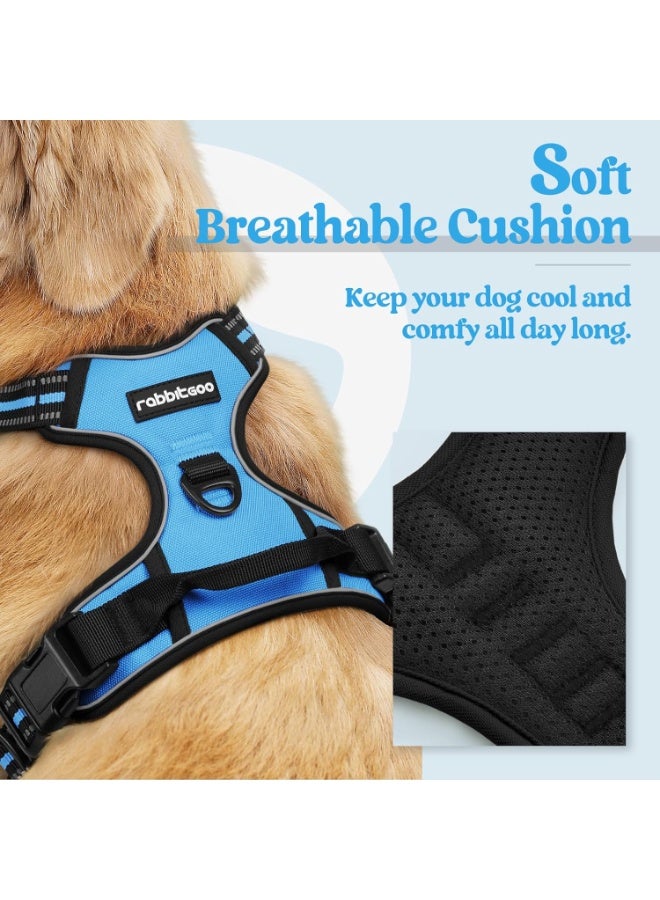 رابيتجو Rabbitgoo Dog Harness كلب صغير لا يسحب حزام الحيوانات الأليفة مع مشبكين للمقود، قابل للتعديل ناعم مبطن سترة الحيوانات الأليفة، عاكس لا يختنق مع مقبض تحكم سهل للتدريب أو المشي، أزرق فاتح، مقاس صغير - Image 2