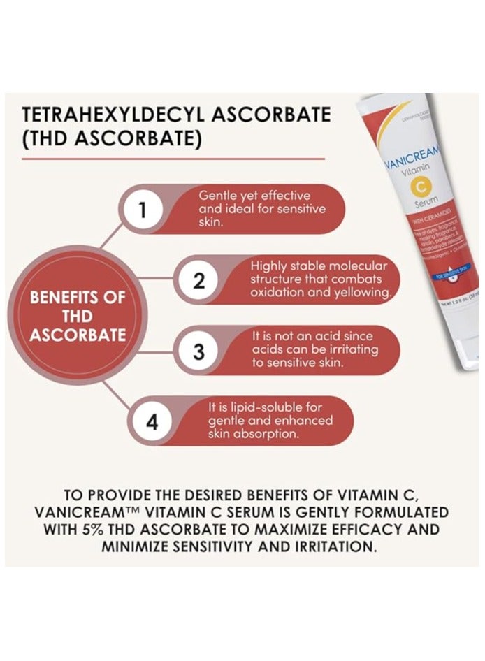 Vanicream Vanicream Vitamin C Serum -Free of Dyes, Fragrance, Masking Fragrance, Lanolin, Parabens and Formaldehyde Releasers-For Sensitive Skin-1.25fl oz.(35 ml)  - Image 3