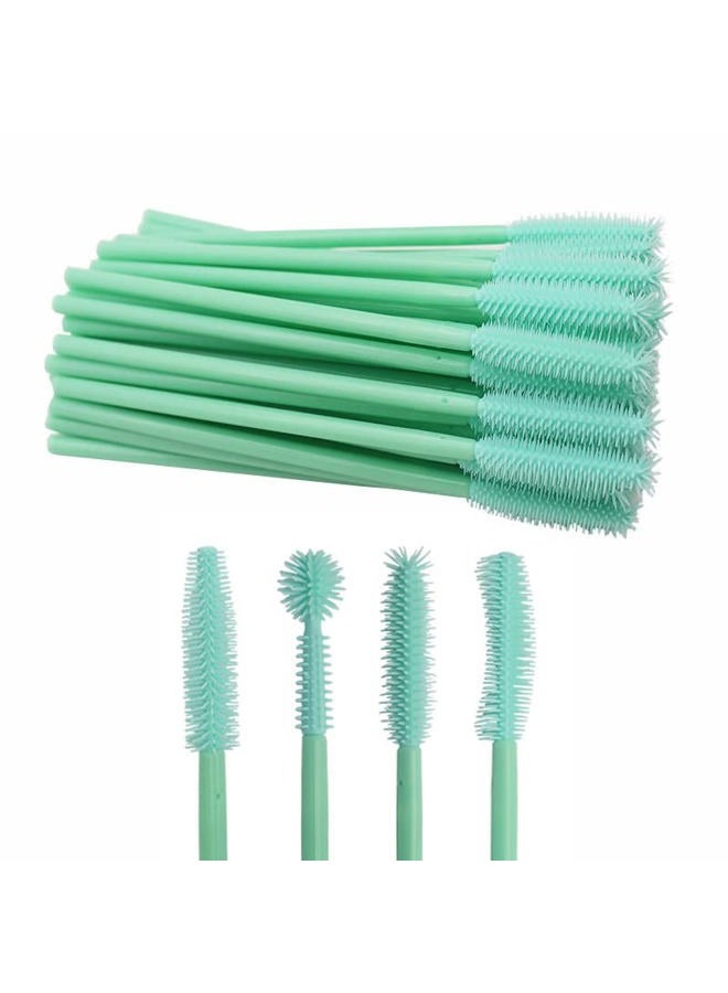 BYVUTE Mascara Brushes, Eyelash Comb Lashes Eyebrow Brush Separator Eyelashes Definer Lash Eye Brow Grooming Cosmetic Tool 4 Silicone Shapes Comb, 48 Pcs, Mint Green - Image 1