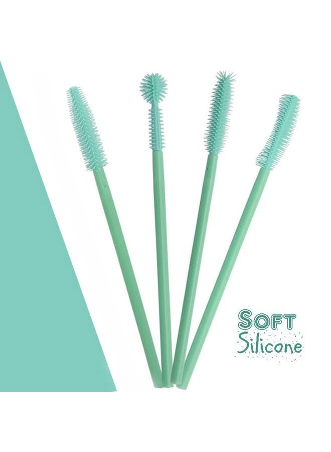 BYVUTE Mascara Brushes, Eyelash Comb Lashes Eyebrow Brush Separator Eyelashes Definer Lash Eye Brow Grooming Cosmetic Tool 4 Silicone Shapes Comb, 48 Pcs, Mint Green - Image 3