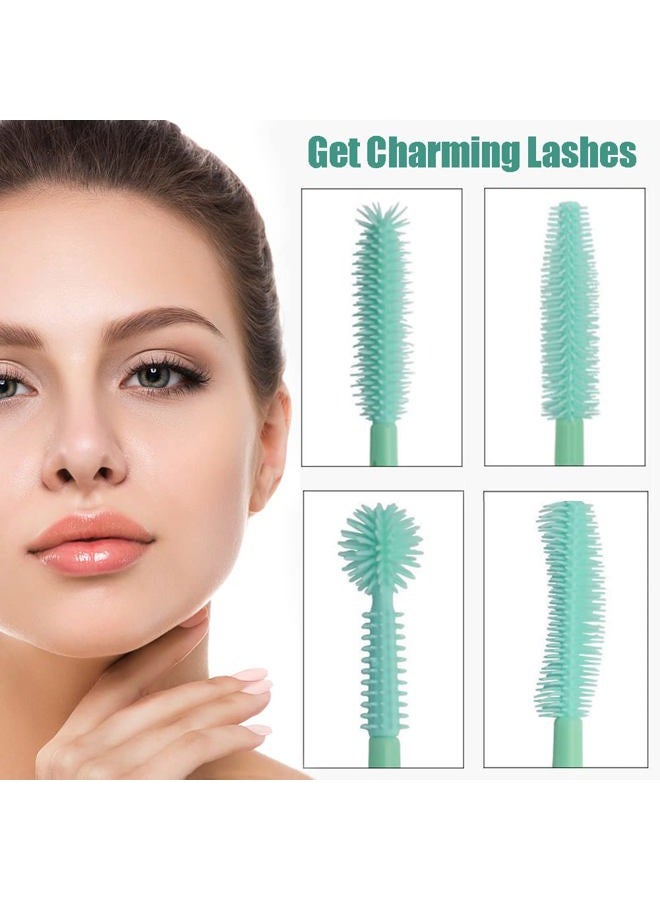 BYVUTE Mascara Brushes, Eyelash Comb Lashes Eyebrow Brush Separator Eyelashes Definer Lash Eye Brow Grooming Cosmetic Tool 4 Silicone Shapes Comb, 48 Pcs, Mint Green - Image 4