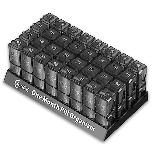 CAidRE Monthly Pill Organizer 2 Times a Day, CAidRE 30 Day Pill Organizer AM PM, One Month Pill Boxes and Organizer, 31 Day Pill Organizer with Weekly Pill Holder for Fish Oil, Vitamins, Supplements, Black - Image 2