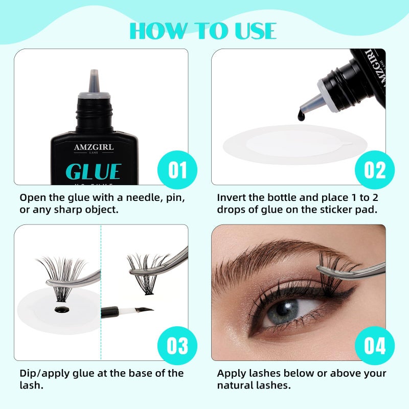 AMZGIRL LASH Lash Glue 10ml Individual Lash Extension Glue, Waterproof Black Eyelashes Adhesive 3 Sec Drying Time, Long Lasting for 48 Hours, Lightning Speed Eyelash Clusters Adhesive - Image 5