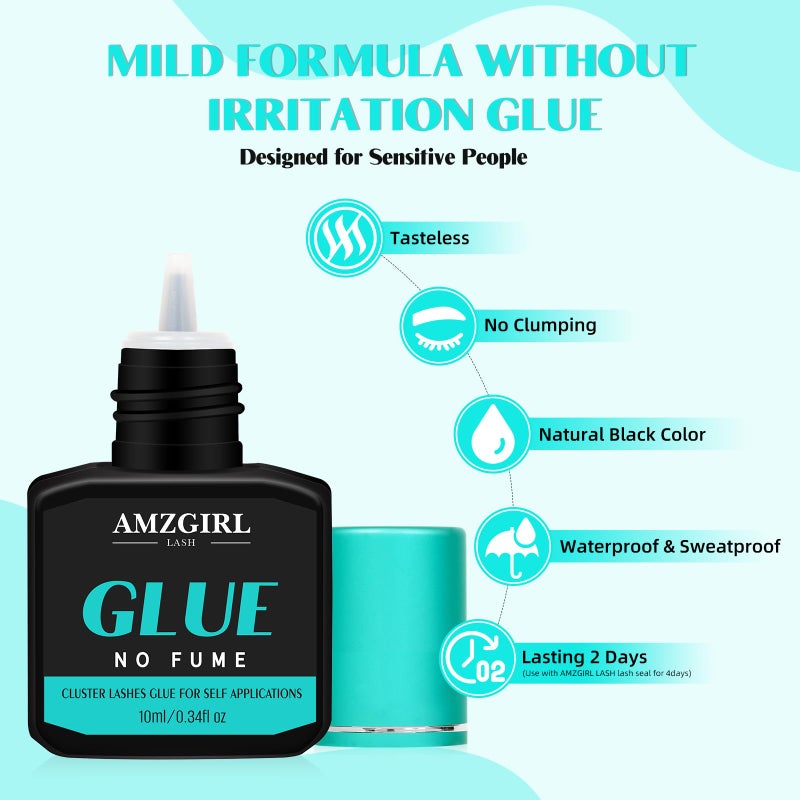 AMZGIRL LASH Lash Glue 10ml Individual Lash Extension Glue, Waterproof Black Eyelashes Adhesive 3 Sec Drying Time, Long Lasting for 48 Hours, Lightning Speed Eyelash Clusters Adhesive - Image 3