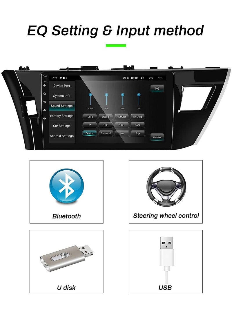 Generic - Android Screen For Toyota Corolla 2014 2015 2016 4GB RAM 64 GB Memory Support Apple Carplay Android Auto Full HD IPS Touch Screen Display and Backup Camera included - Image 1