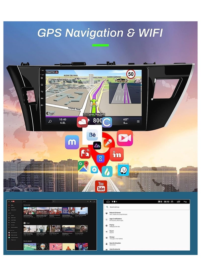 Generic - Android Screen For Toyota Corolla 2014 2015 2016 4GB RAM 64 GB Memory Support Apple Carplay Android Auto Full HD IPS Touch Screen Display and Backup Camera included - Image 1