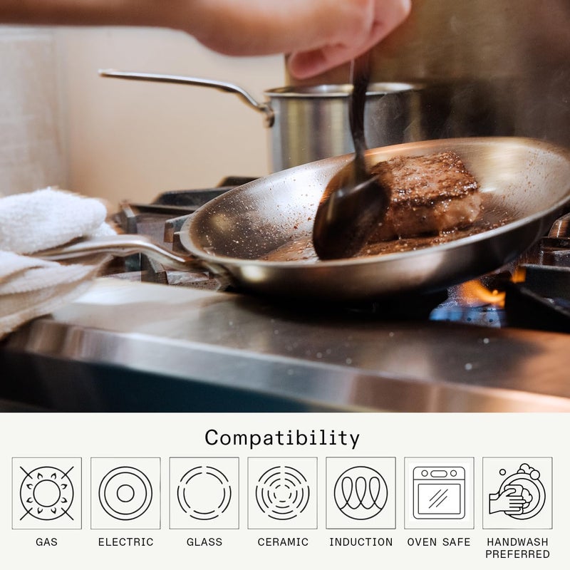 Madein Made In Cookware - 8-Inch Stainless Steel Frying Pan - 5 Ply Stainless Clad - Professional Cookware - Crafted in Italy - Induction Compatible - Image 4