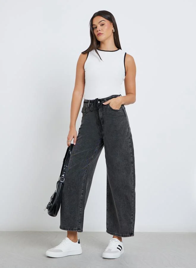 ستايلي Styli Women White Contrast Binding Fitted Tank