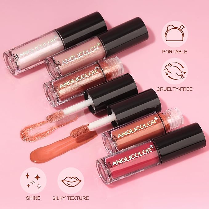 Anglicolor Lip Gloss LongLastingLipstick Set Highly PigmentedPink Lip Gloss NonStick CupLip Gloss SetEasy ApplicationSmooth ApplicationNot Flake Off12 ColorsVegan CrueltyFree 12Color - Image 3