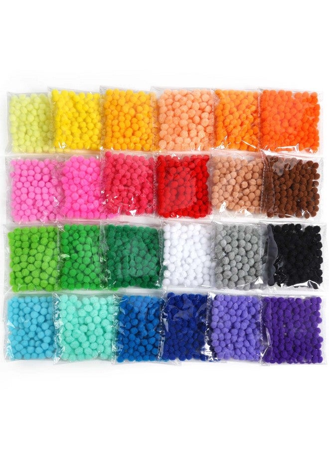Caydo 2400 Pieces 1Cm Pom Poms, Multicolor Small Pompom Balls With 100 Pieces Wiggly Eyes For Kids Arts And Crafts Projects Decorations - Image 1