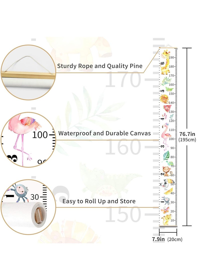 Gonice Growth Chart for Kids Roll-up Height Chart for Boys Girls Fabric Canvas Animal Height Measurement Ruler for Nursery Room Removable Wall Decor 79"x7.9"  - Image 3