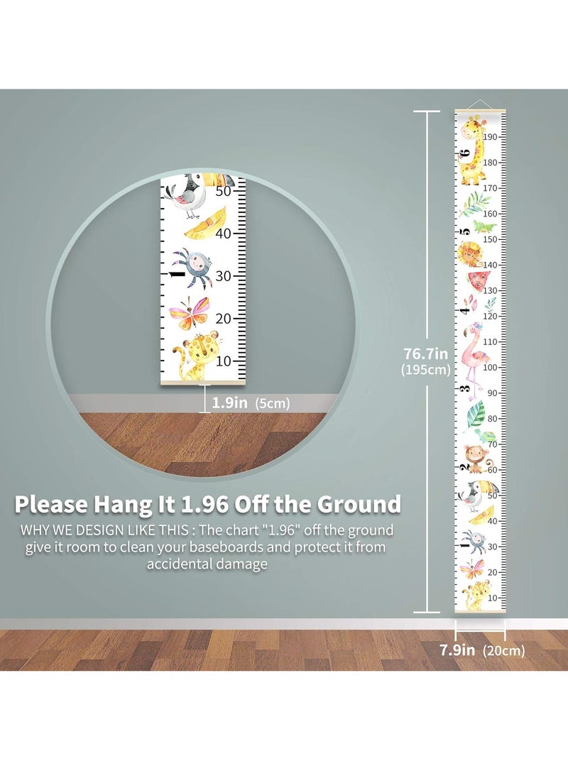 Gonice Growth Chart for Kids Roll-up Height Chart for Boys Girls Fabric Canvas Animal Height Measurement Ruler for Nursery Room Removable Wall Decor 79"x7.9"  - Image 4
