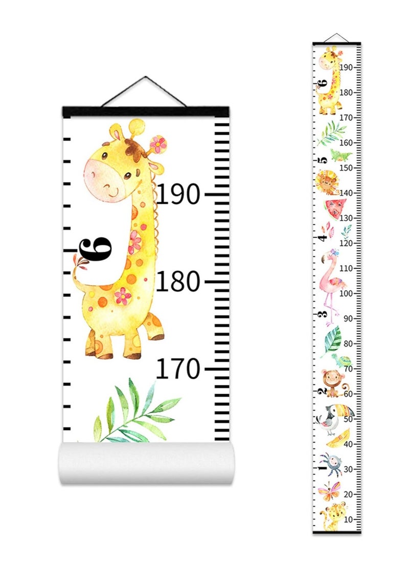 Gonice Growth Chart for Kids Roll-up Height Chart for Boys Girls Fabric Canvas Animal Height Measurement Ruler for Nursery Room Removable Wall Decor 79"x7.9"  - Image 1