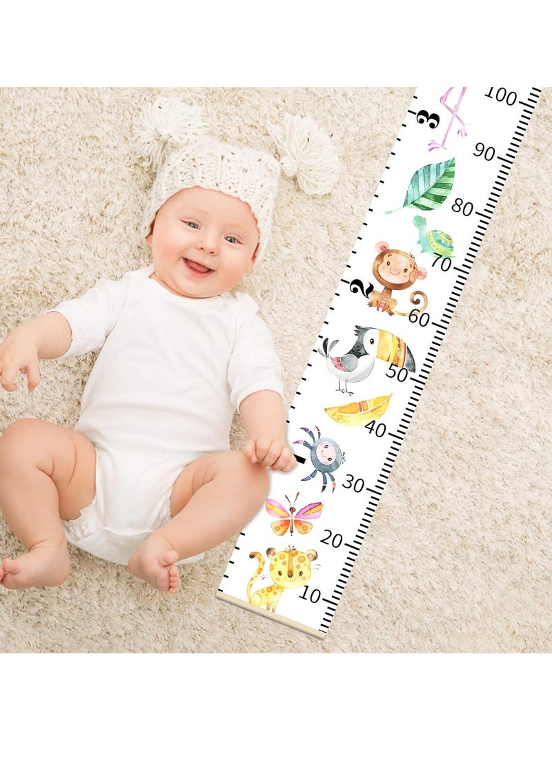 Gonice Growth Chart for Kids Roll-up Height Chart for Boys Girls Fabric Canvas Animal Height Measurement Ruler for Nursery Room Removable Wall Decor 79"x7.9"  - Image 2