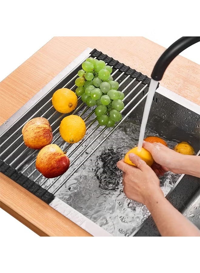 Foldable Dish Drying Rack - Stainless Steel Sink Caddy for Kitchenware, Tableware, Cups, Fruits  Vegetables, Space Saving Kitchen Organizer - Image 2