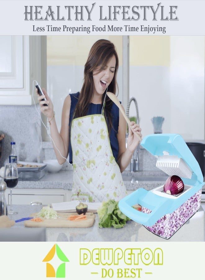 DEWPETON قطاعة خضراوات ديوبيتون برو سيريز 16 في 1 مع وعاء، مبشرة جبن يدوية، قطاعة ماندولين، مبشرة طعام، قطاعة ماندولين للخضراوات والبصل والسلطة والفواكه والبطاطس (أداة مطبخ أساسية) - Image 5