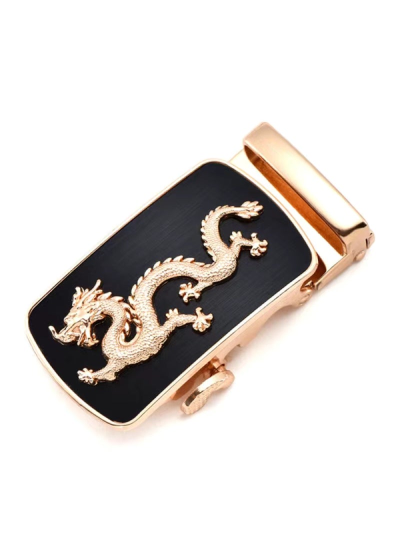 Generic 2023 Trendy Mens Alloy Belt Buckle 3.5CM Sifang Golden Dragon 
