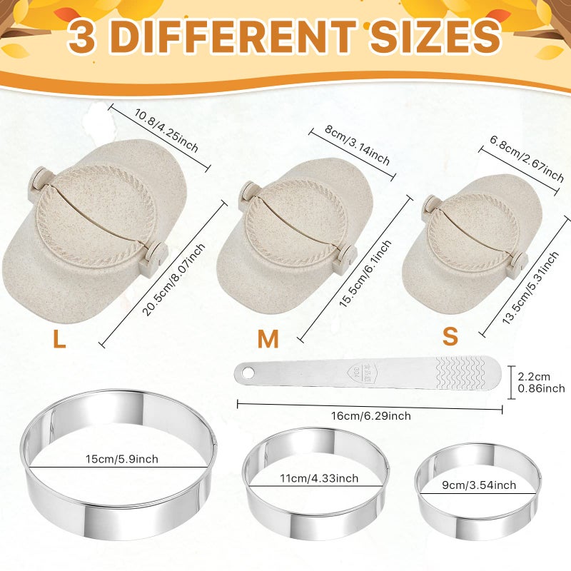 Worldity 7 Pieces Empanada Maker Press 3 Size Dumpling Maker Press With Dough Cutter And Stuffing Spoon Dumpling Mold For Chinese Dumplings Empanadas Ravioli And Pie - Image 3