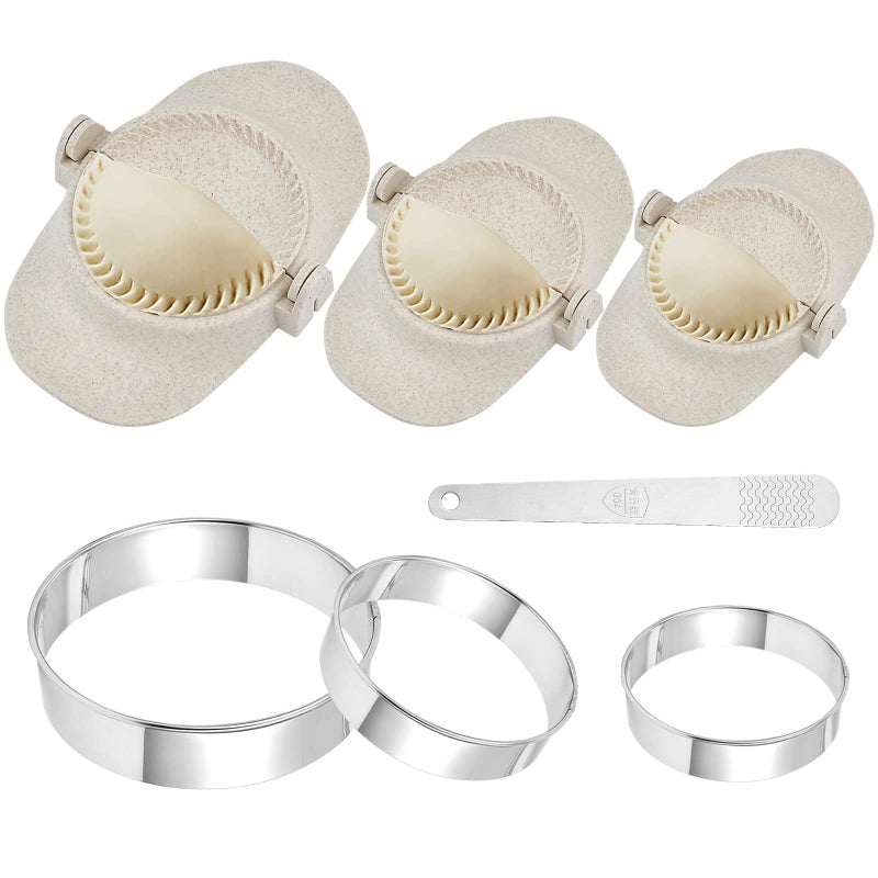 Worldity 7 Pieces Empanada Maker Press 3 Size Dumpling Maker Press With Dough Cutter And Stuffing Spoon Dumpling Mold For Chinese Dumplings Empanadas Ravioli And Pie - Image 1