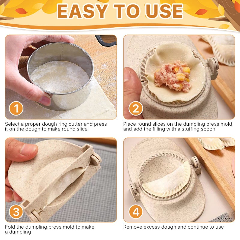 Worldity 7 Pieces Empanada Maker Press 3 Size Dumpling Maker Press With Dough Cutter And Stuffing Spoon Dumpling Mold For Chinese Dumplings Empanadas Ravioli And Pie - Image 4