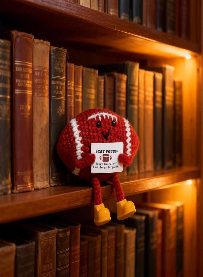 ESPETIO Mini Funny Football Gifts Positive Handmade Crochet Collectible Dolls Holding Stay Tough Message, Son Gifts from Mom Dad,Happy Christmas Birthday Gift for Adults Boys - Image 5
