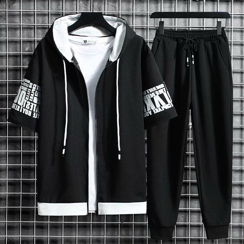 Casual Summer Thin Sports Suit Men'S Short-Sleeved Shorts Two-Piece Men'S Hooded Quick-Drying Running Sportswear - Image 4