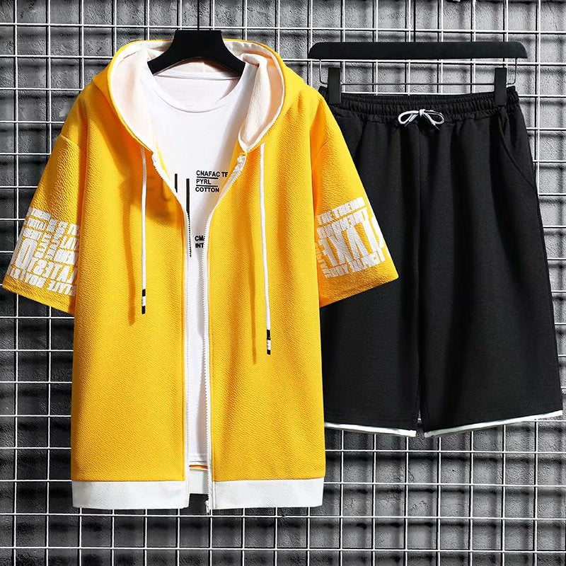 Casual Summer Thin Sports Suit Men'S Short-Sleeved Shorts Two-Piece Men'S Hooded Quick-Drying Running Sportswear - Image 3