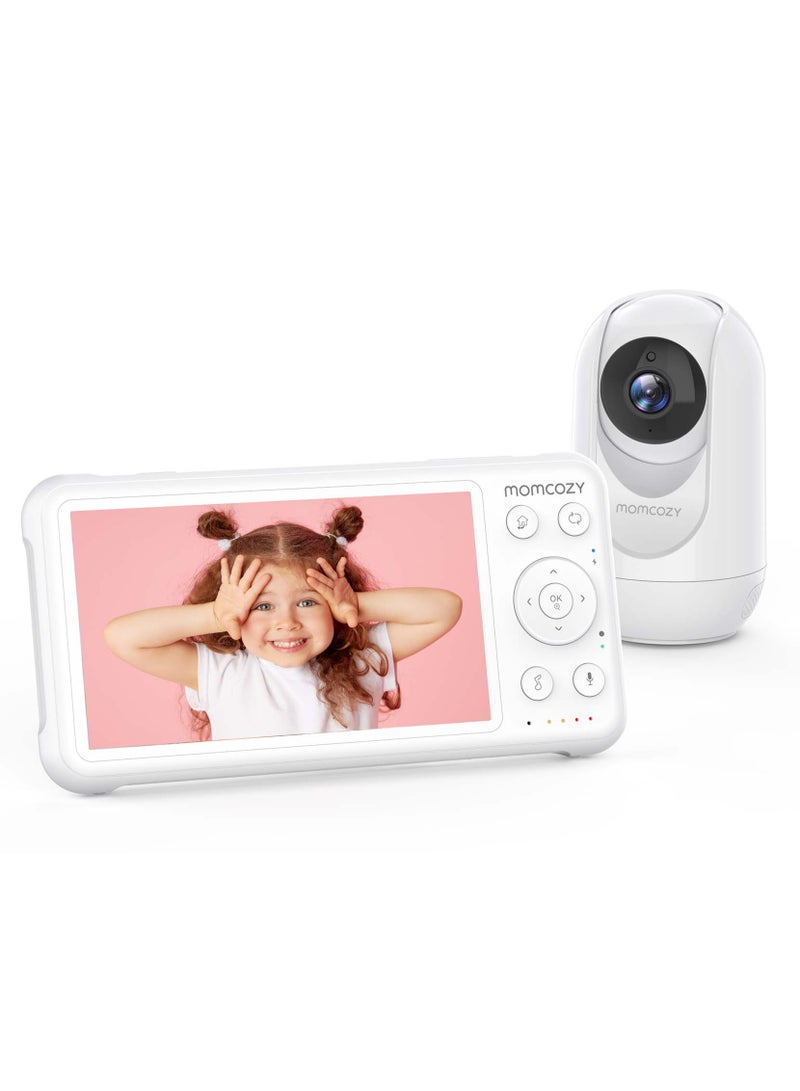 Momcozy Video Baby Monitor, 1080P 5" HD Baby Monitor with Camera & Wall Mount, Infrared Night Vision, 5000mAh Battery, 2-Way Audio, Temperature Sensor, Lullabies, 960ft Range - Image 1