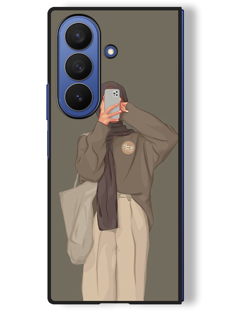 Theodor Case Compatible with Samsung Galaxy Z Fold 7 - 8 Inch Protection Shockproof Bumper Cover Girl Taking Picture - Image 1