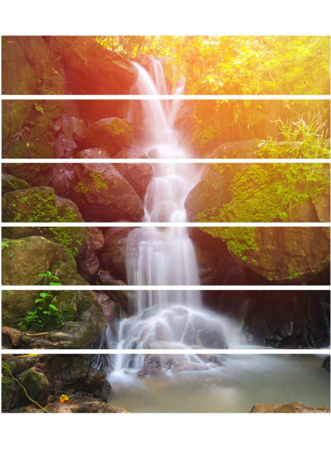 نيبمينينت ملصقات ثلاثية الأبعاد لديكور درجات السلم بتصميم شلال الغابة يمكنك لصقها بنفسك مكونة من 6 قطع متعدد الألوان - Image 1