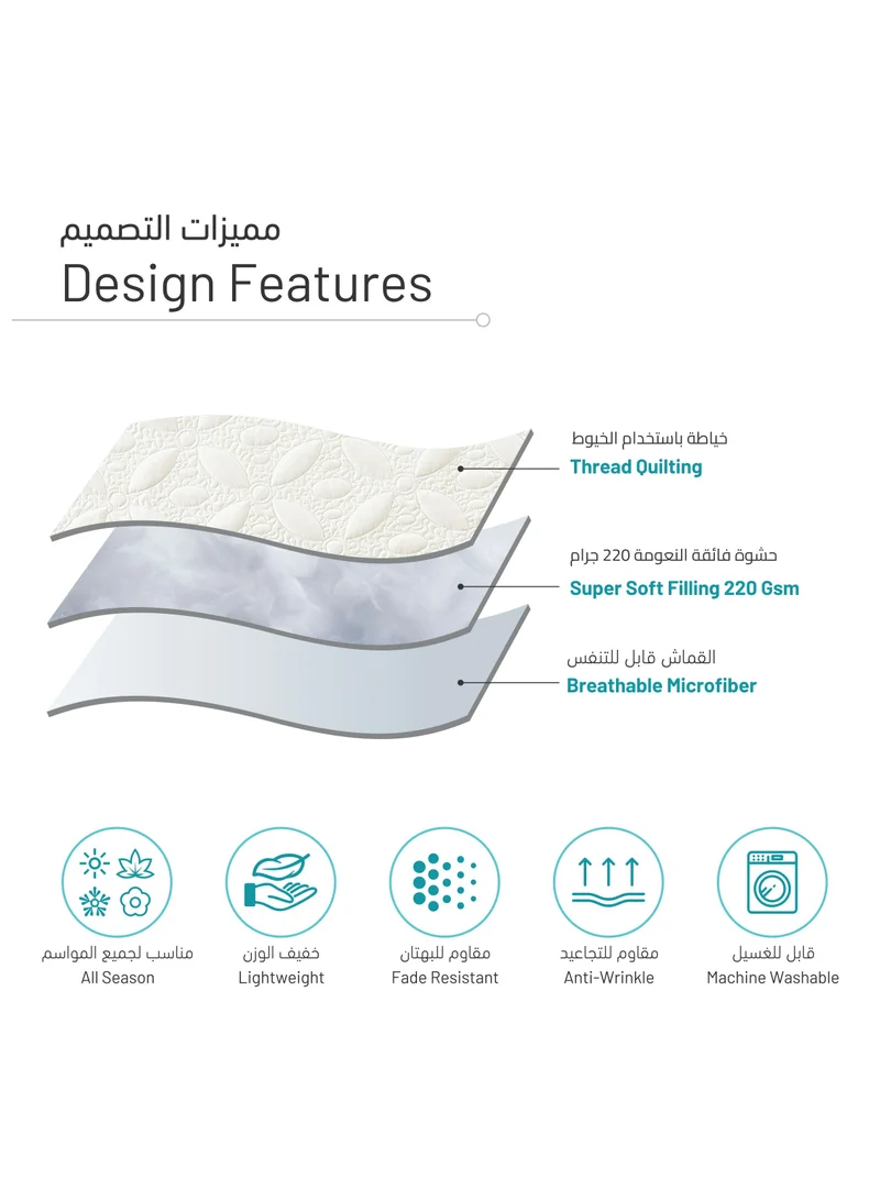 Donetella Quilt Set 3-Pcs Single Size Reversible Bedspread Coverlet Set Compressed Comforter Soft Bedding Cover With Matching Fitted Sheet Pillow Shams Pillow Cases Cream