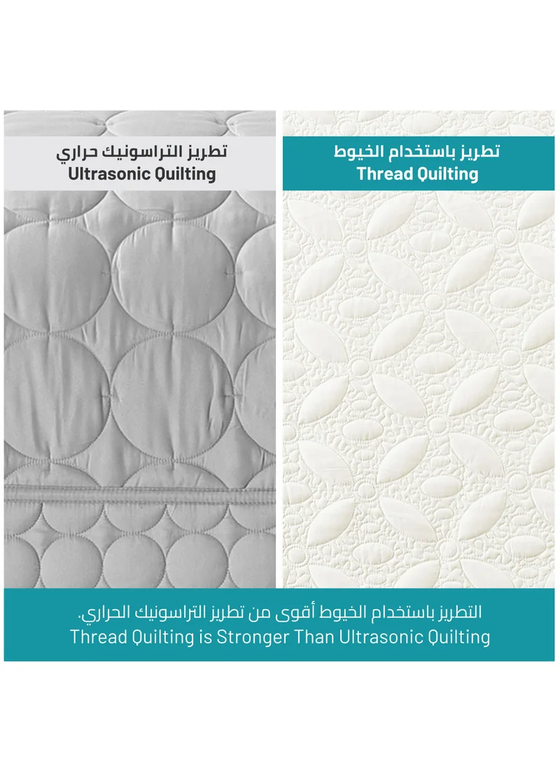 Donetella Quilt Set 3-Pcs Single Size Reversible Bedspread Coverlet Set Compressed Comforter Soft Bedding Cover With Matching Fitted Sheet Pillow Shams Pillow Cases Cream
